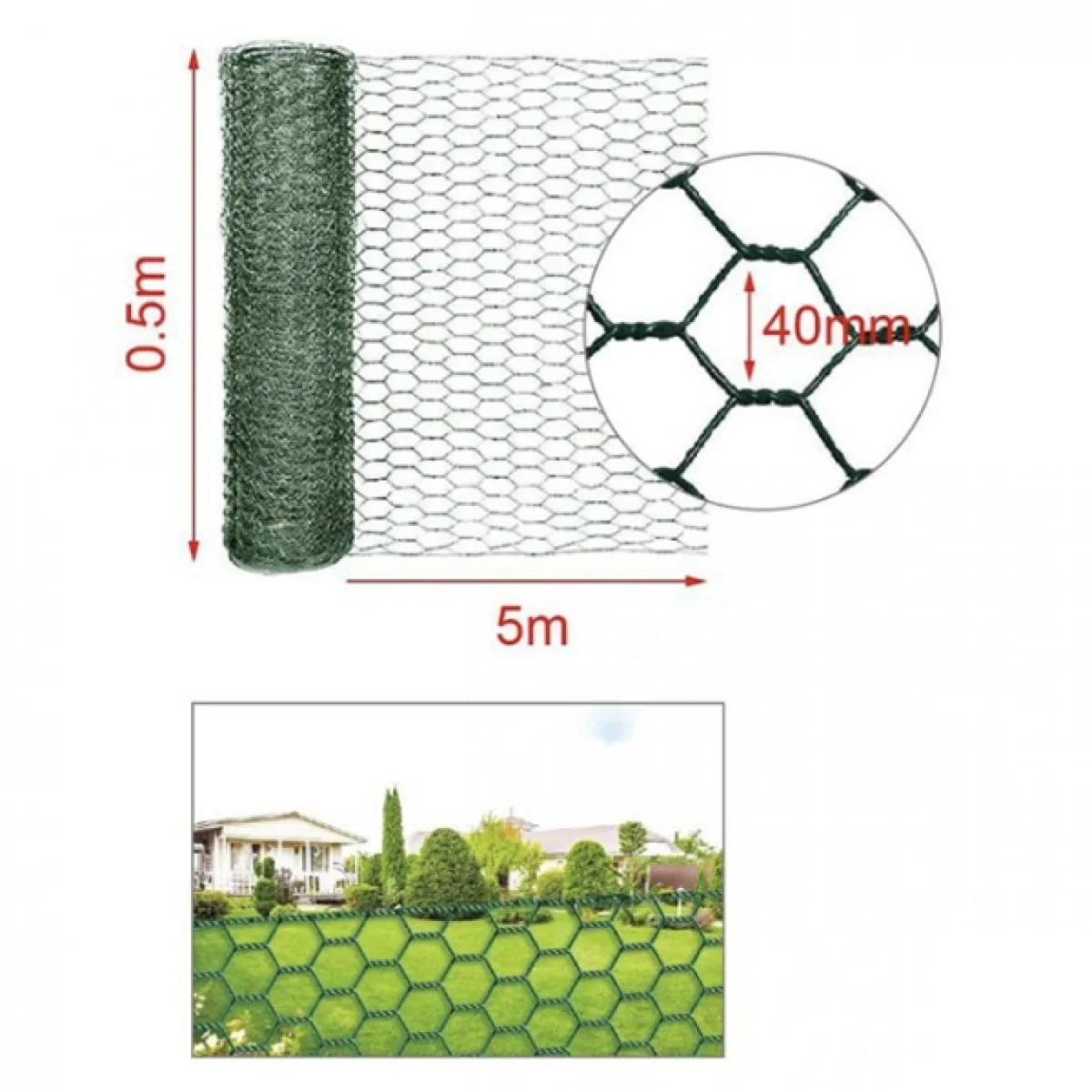 0,5x5m Προστατευτικό Πλέγμα - Φράχτης Μεταλλικός & Μάτι 40mm
