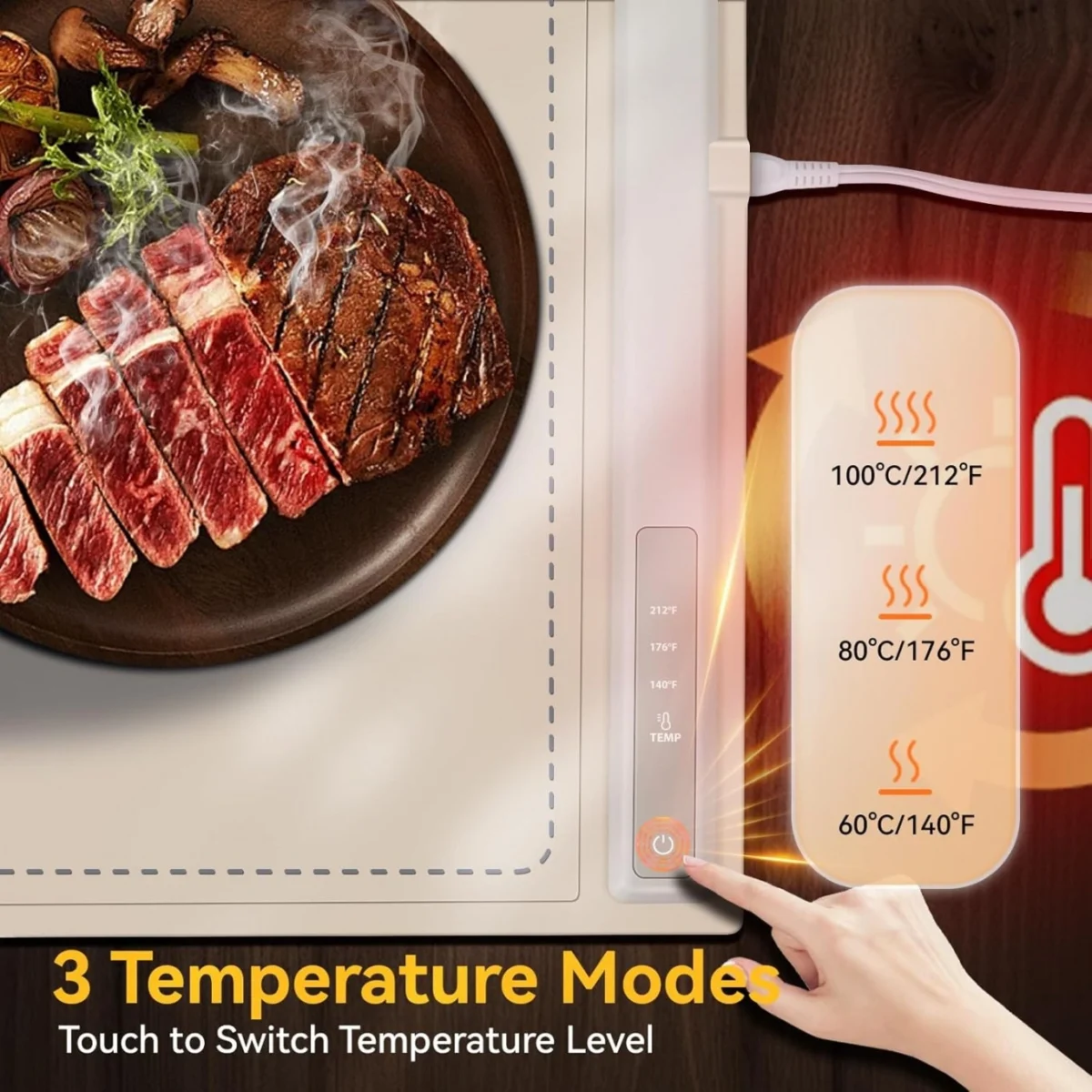 Ηλεκτρική Θερμαινόμενη Σιλικονούχα Επιφάνεια 60x40εκ για να Κρατάτε Ζεστά τα Φαγητά σας