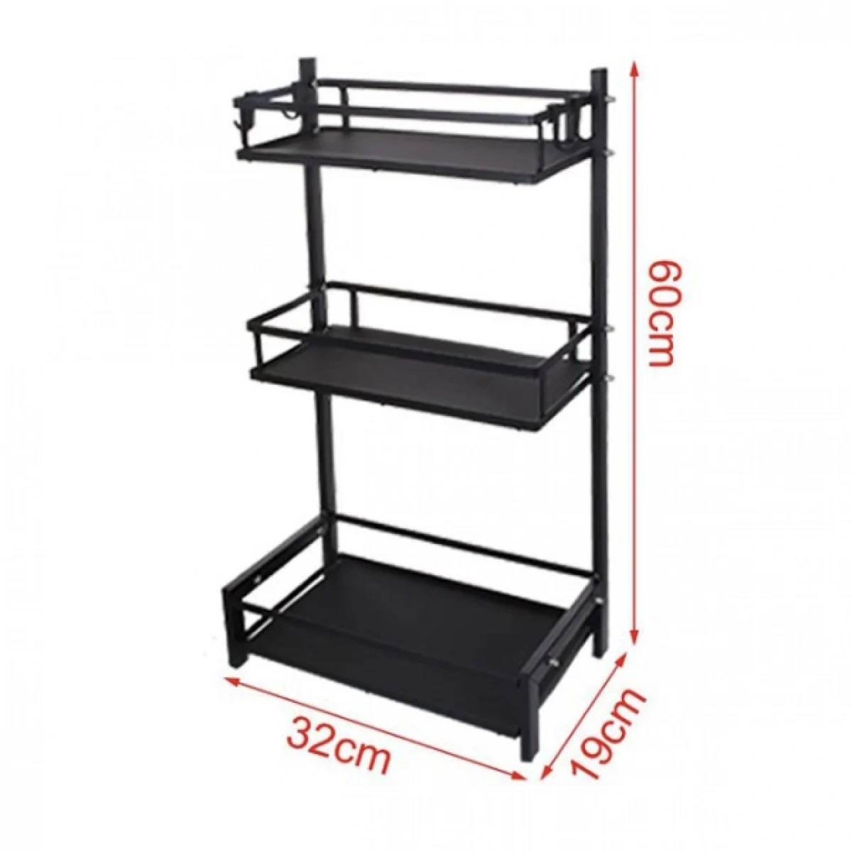 Πλαστική Βοηθητική Ραφιέρα Κουζίνας-Πάγκου 3 Θέσεων 60x19x32cm