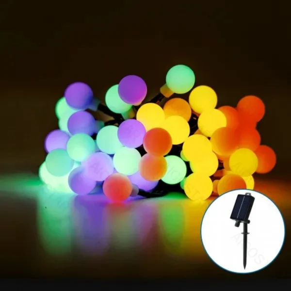 Ηλιακά Χριστουγεννιάτικα Λαμπάκια LED Εξωτερικού Χώρου με Φωτοβολταϊκό Πάνελ - 10m Πολύχρωμου Φωτισμού 2700Κ Aigostar