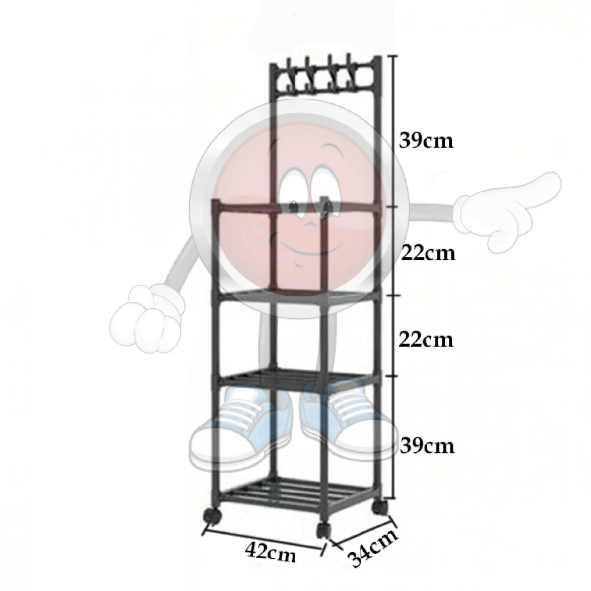 Μεταλική Ραφιέρα Αποθήκευσης 122x42x34cm Πολλαπλών Χρήσεων