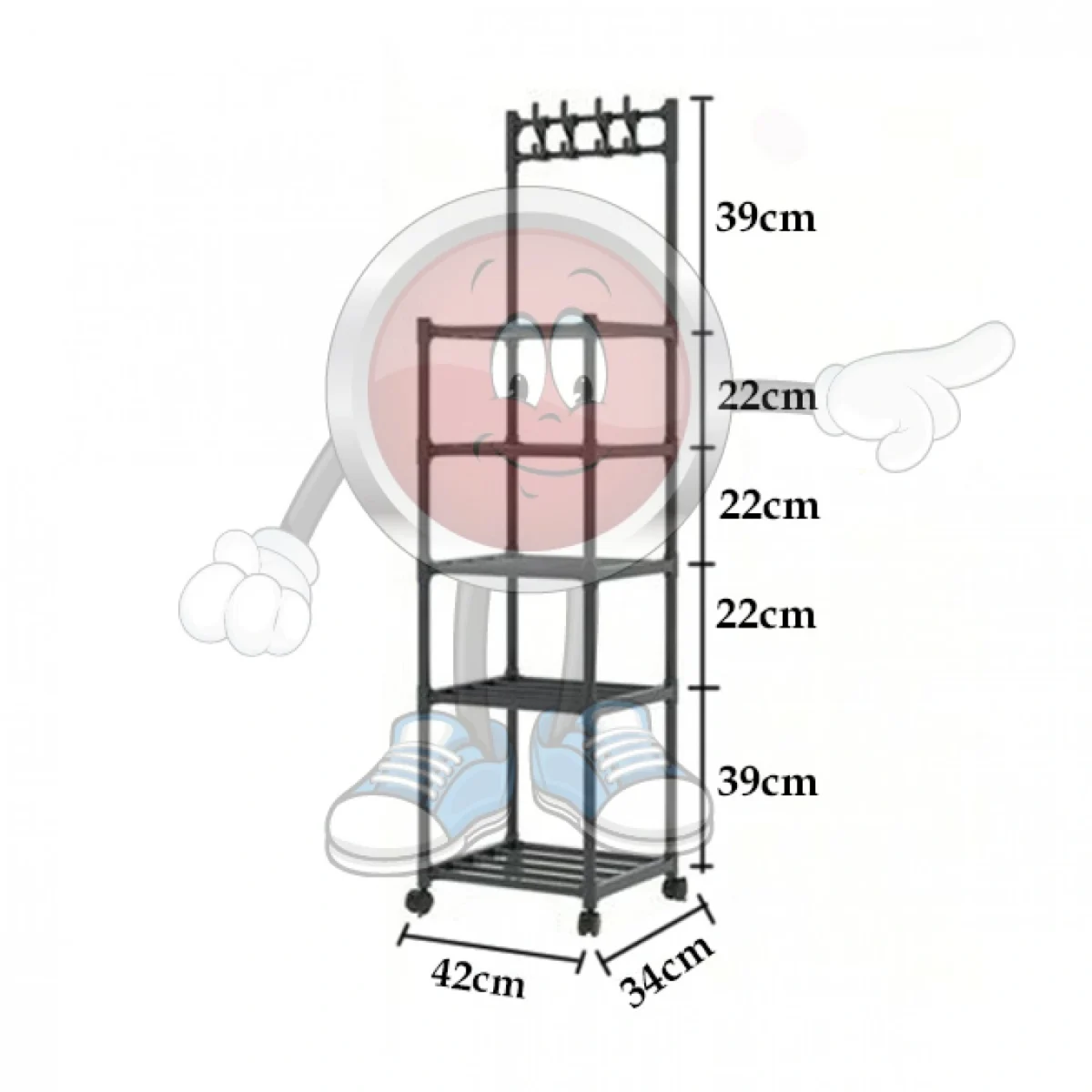 Μεταλική Ραφιέρα Αποθήκευσης 144x42x34cm Πολλαπλών Χρήσεων