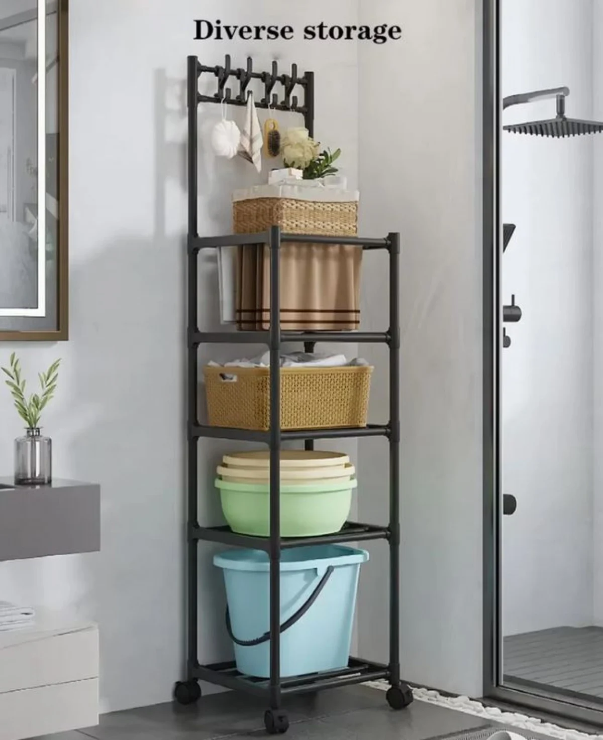 Μεταλική Ραφιέρα Αποθήκευσης 144x42x34cm Πολλαπλών Χρήσεων