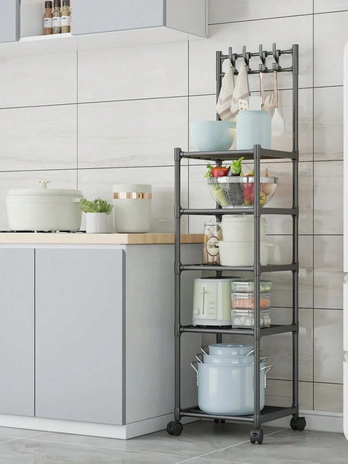 Μεταλική Ραφιέρα Αποθήκευσης 144x42x34cm Πολλαπλών Χρήσεων