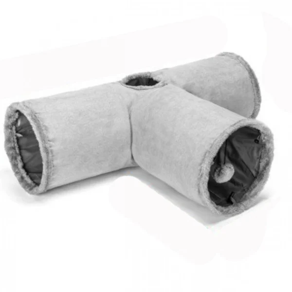 Σήραγγα Τούνελ για Κατοικίδια από Μαλλί Προβάτου και Βελούδινο Ύφασμα 80x30x25cm