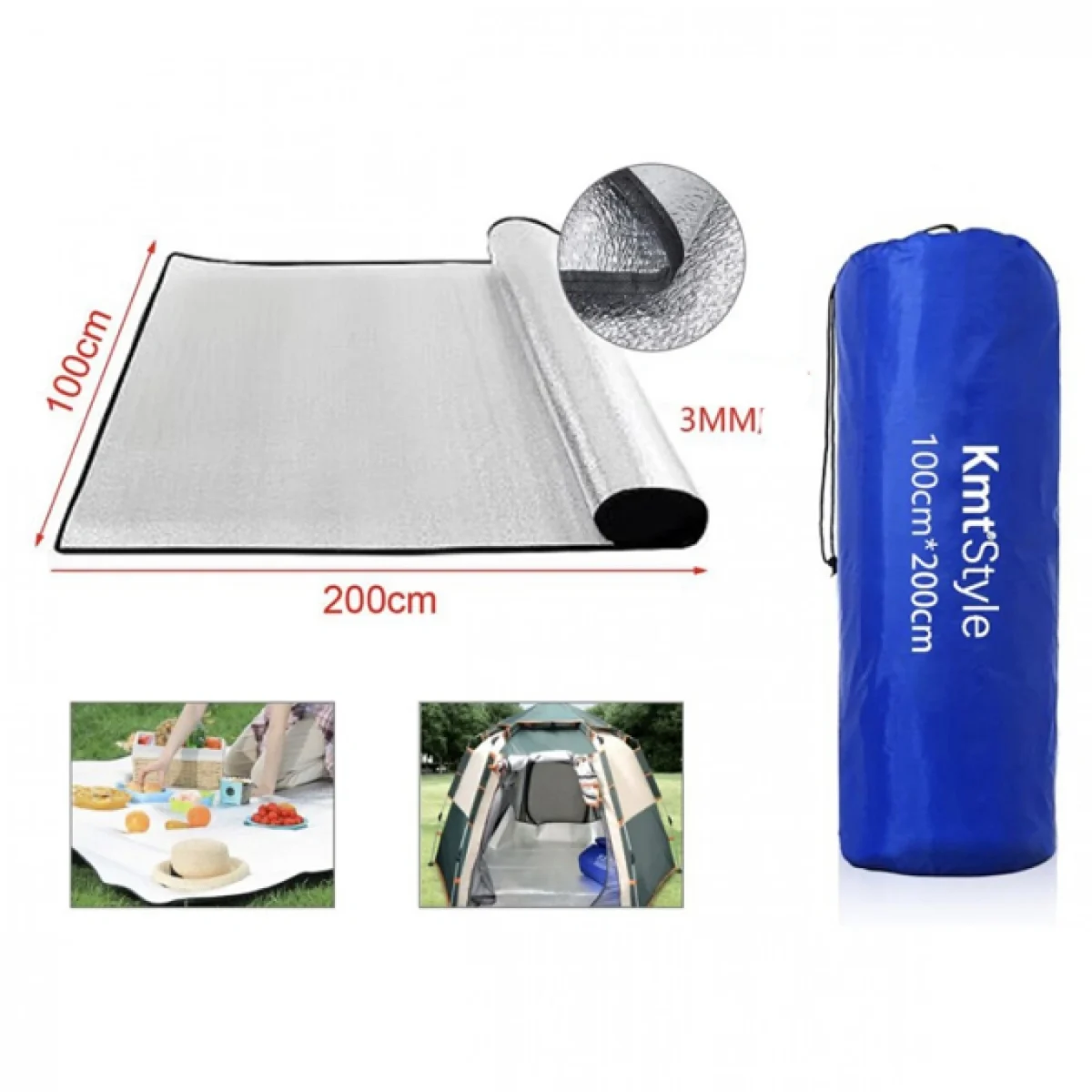 100x200cm Πτυσσόμενο Αδιάβροχο Υπόστρωμα Αλουμινίου με Θήκη Μεταφοράς - Aluminum Film Moisture-Proof PAd