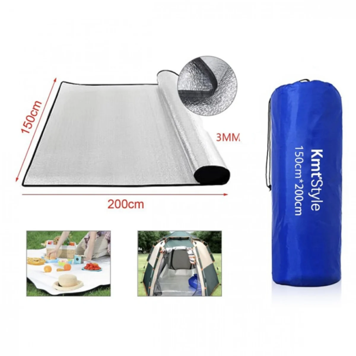 150x200cm Πτυσσόμενο Αδιάβροχο Υπόστρωμα Αλουμινίου με Θήκη Μεταφοράς - Aluminum Film Moisture-Proof PAd