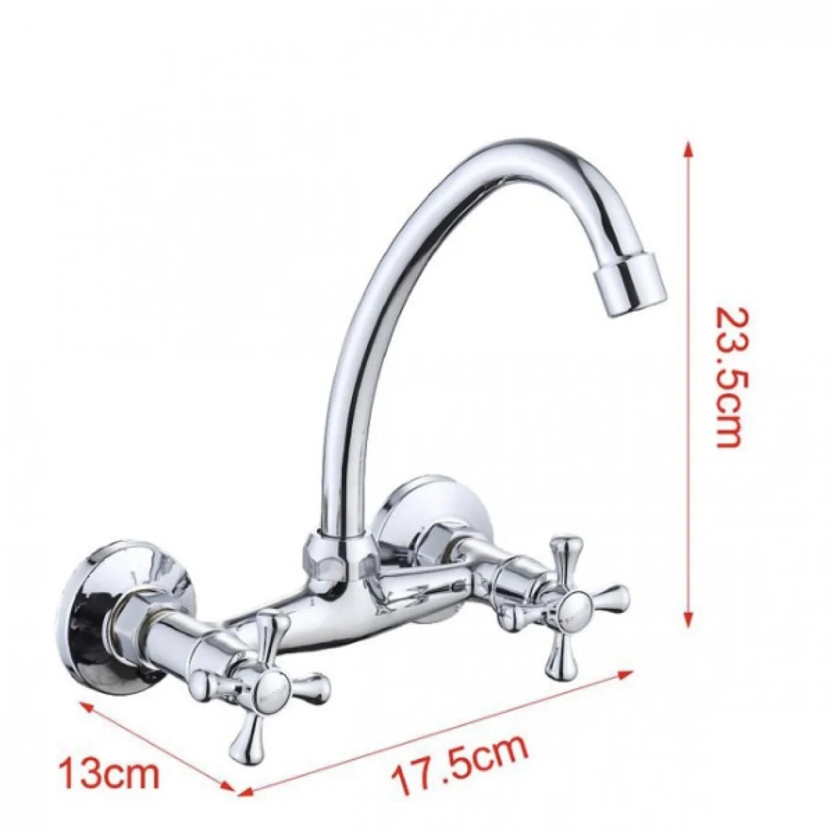 13x17,5cm Μπαταρία Ρετρό Νεροχύτη Τοίχου με Ψηλό Ρουξούνι