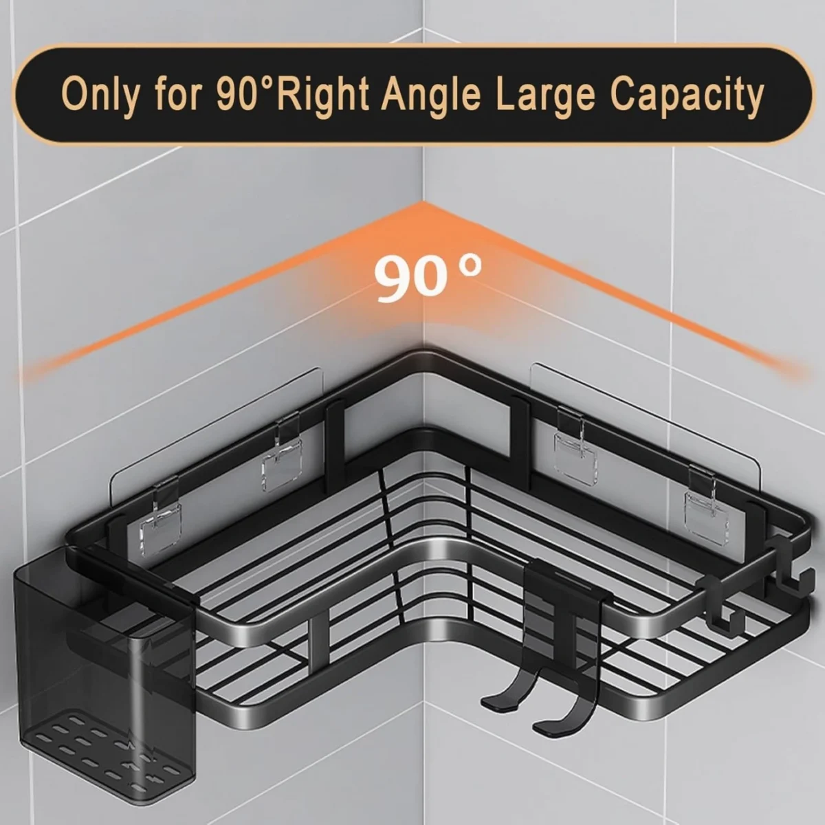 Σετ 2 Επιτοίχια Γωνιακά Αυτοκόλλητα Μεταλλικά Ράφια Μπάνιου-Κουζίνας