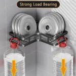 Σετ 2 Επιτοίχια Γωνιακά Αυτοκόλλητα Μεταλλικά Ράφια Μπάνιου-Κουζίνας