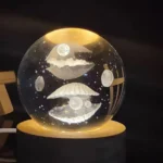 Οστρακο με Μαργαριτάρι Φωτιστικό Κρυστάλλινη Σφαίρα 8cm Χαραγμένη Εσωτερικά με Λέιζερ