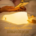 LED Νυχτερινό Φωτάκι Πάπια Ξαπλωμένη – Ρυθμιζόμενη Φωτεινότητα 3 Επιπέδων, Επαναφορτιζόμενο Φωτιστικό Σιλικόνης για Βρέφη, Παιδιά, Υπνοδωμάτια & Γραφεία