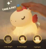 Φωτιστικό Νυκτός Μονόκερος – Χαριτωμένο LED Φως Ύπνου από Σιλικόνη, με Απαλό Αγγιγμα Ενεργοποίησης