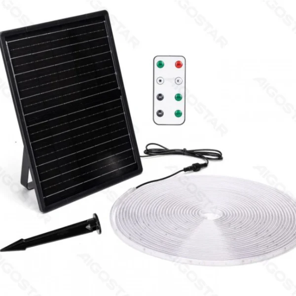 Ταινία LED με Ηλιακό Πάνελ Θερμού Λευκού Φωτισμού 2700K 200W & Τηλεχειριστήριο 20 Μέτρων + 2