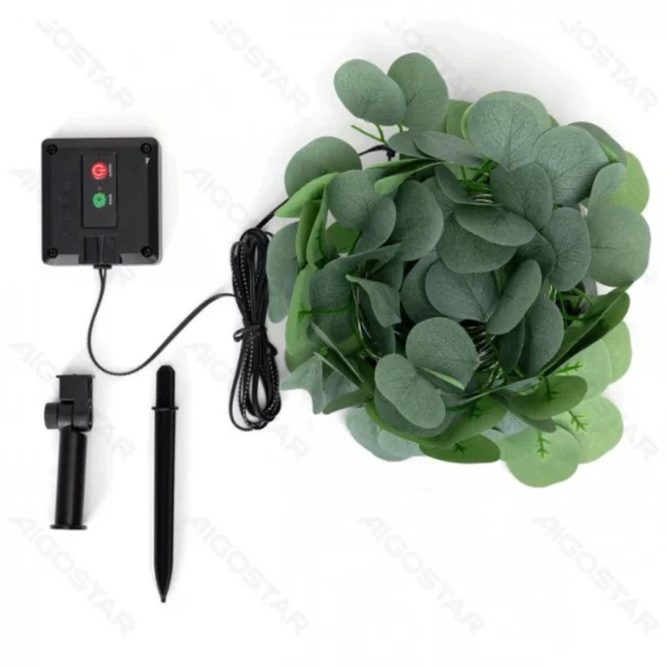 Ηλιακά LED Φώτα Θερμού Λευκού Φωτισμού 2700K με Τεχνητά Φύλλα Ευκάλυπτου 10m + 2 – Για Εσωτερική & Εξωτερική Διακόσμηση