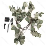 Ηλιακά LED Φώτα Θερμού Λευκού Φωτισμού 2700K με Τεχνητά Φύλλα Ευκάλυπτου 10m + 2m 110 LED – Για Εσωτερική & Εξωτερική Διακόσμηση IP65