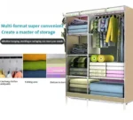 Μεγάλη Υφασμάτινη Αδιάβροχη Ντουλάπα 3D με Μεταλλικό Σκελετό, Ράφια και Ράγες για Ρούχα και Λευκά Είδη 105x45x170cm