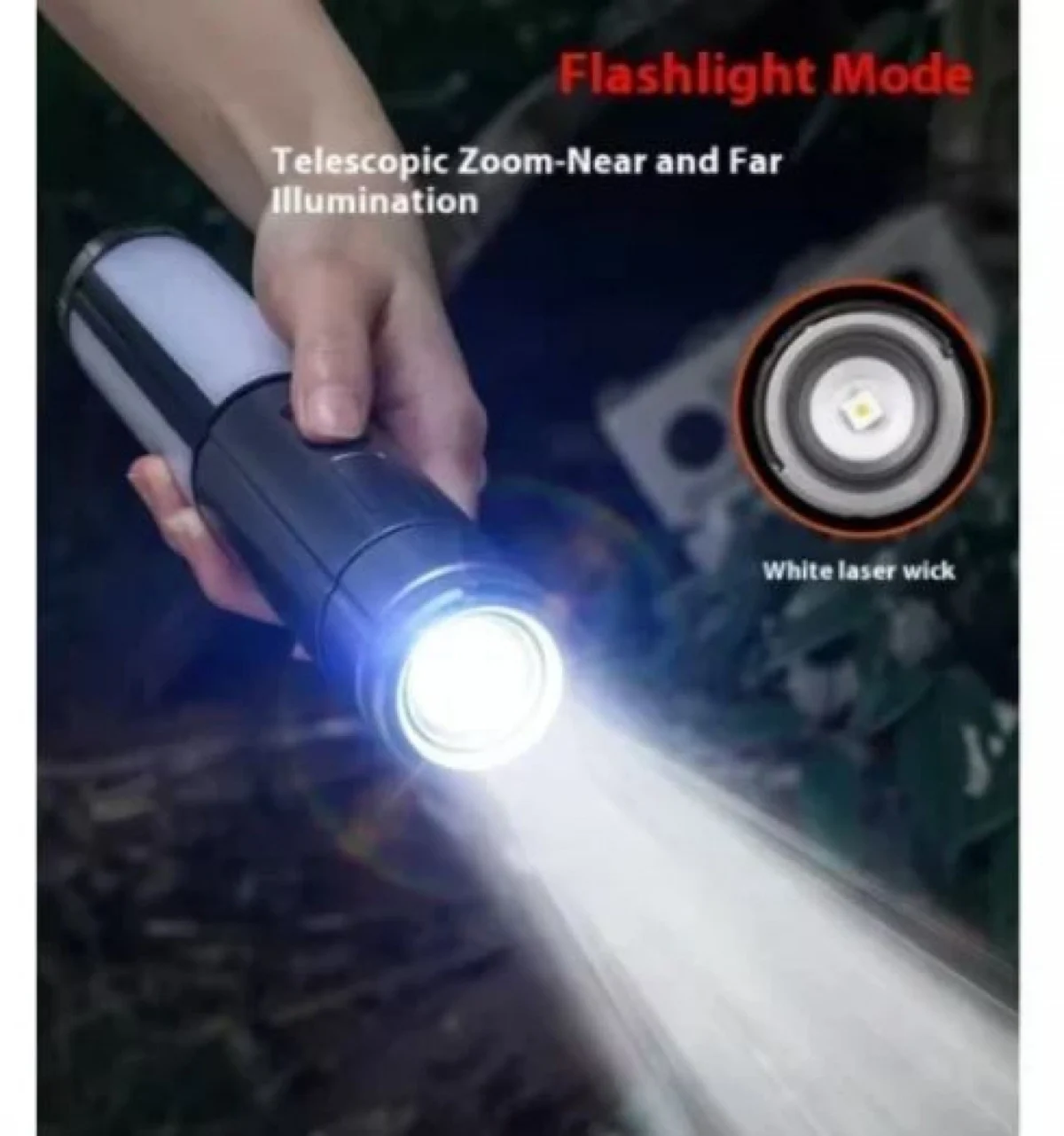 Φορητός Τηλεσκοπικός Προβολέας – Αναδιπλούμενος Φακός LED με 3 Κεφαλές