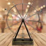 Επιτραπέζιο Διακοσμητικό Περιστρεφόμενη Ρόδα 41x37cm – Σφυρήλατο Σίδερο με Ξύλινη Βάση - London Eye