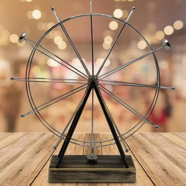 Επιτραπέζιο Διακοσμητικό Περιστρεφόμενη Ρόδα 41x37cm – Σφυρήλατο Σίδερο με Ξύλινη Βάση - London Eye