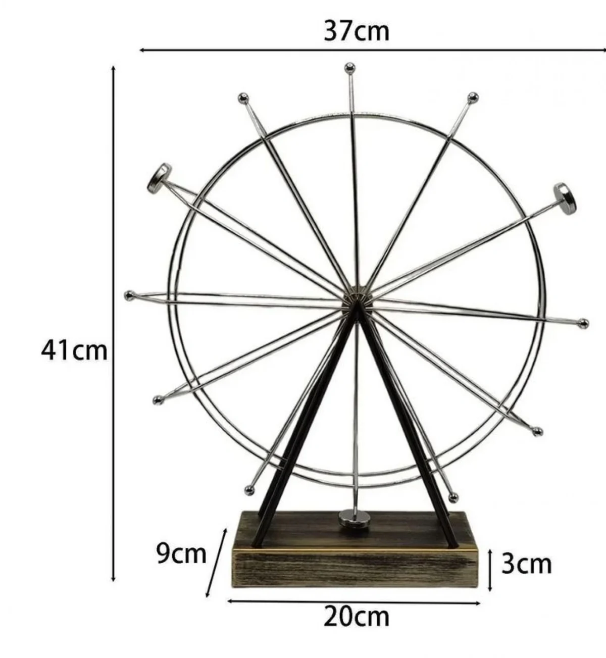 Επιτραπέζιο Διακοσμητικό Περιστρεφόμενη Ρόδα 41x37cm – Σφυρήλατο Σίδερο με Ξύλινη Βάση - London Eye