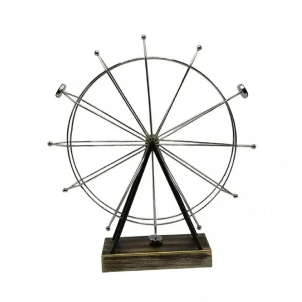 Επιτραπέζιο Διακοσμητικό Περιστρεφόμενη Ρόδα 41x37cm – Σφυρήλατο Σίδερο με Ξύλινη Βάση - London Eye