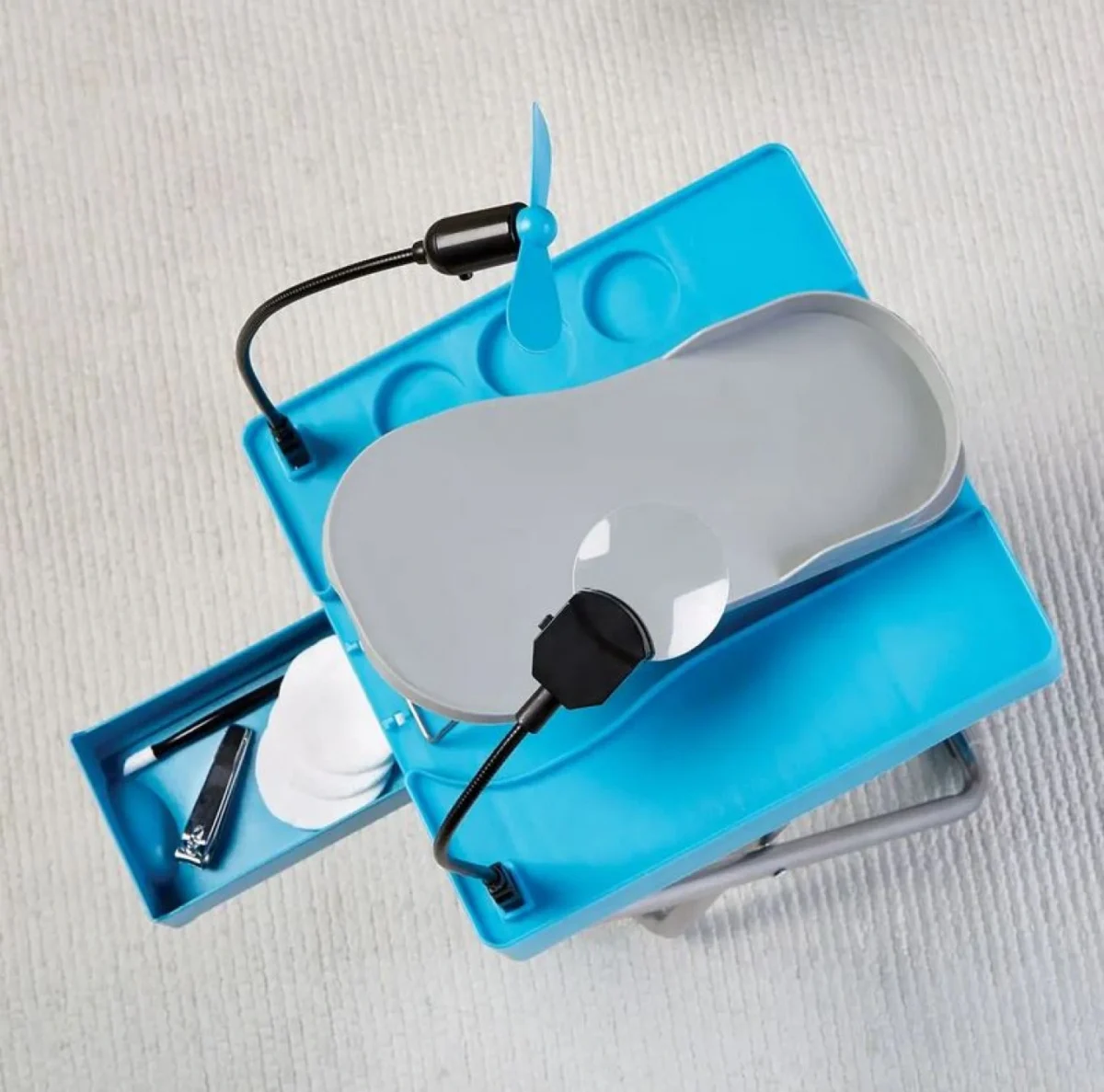 Κιτ Στήριξης Ποδιών για Πεντικιούρ με Ανεμιστήρα & Μεγεθυντικό Φακό LED