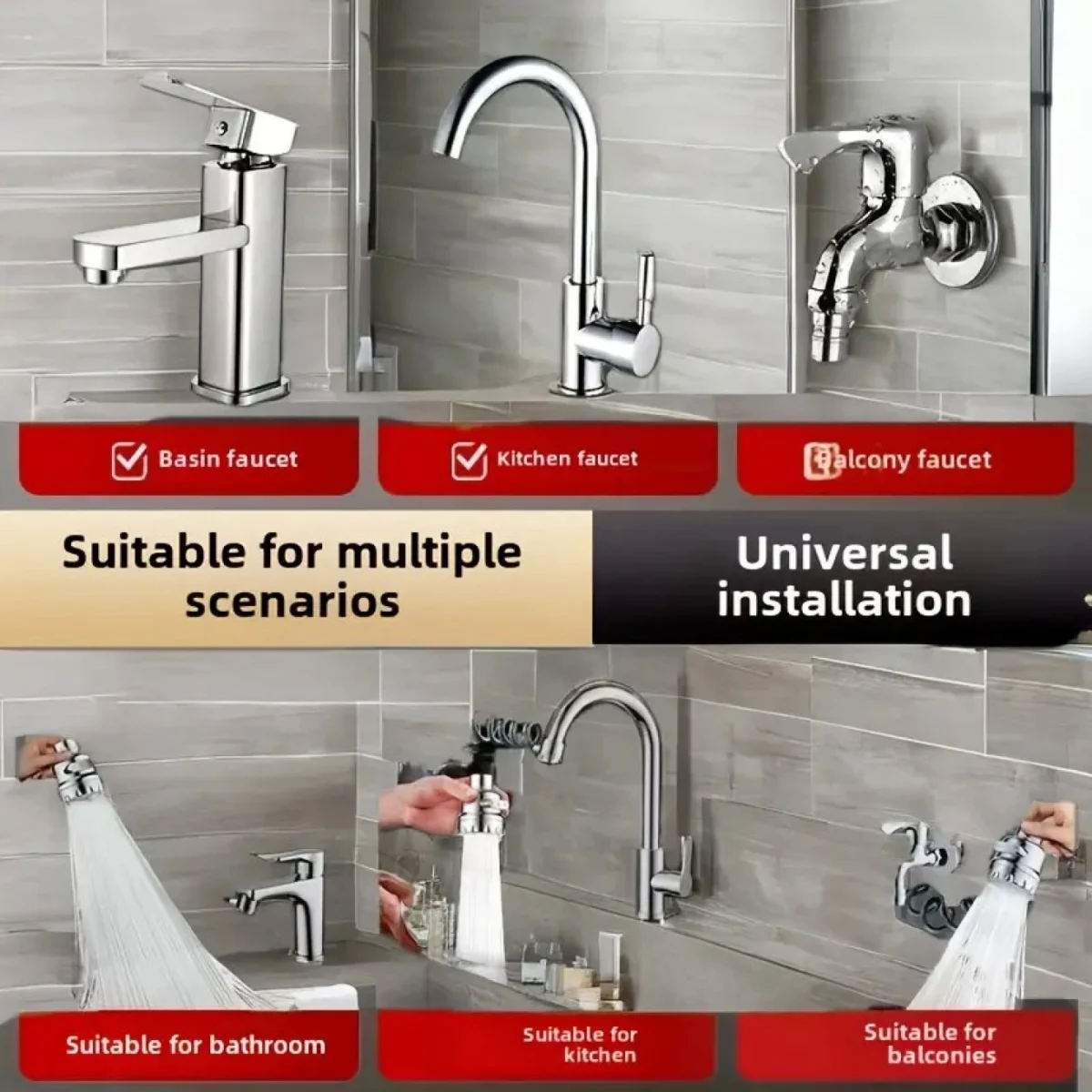 Αποσπώμενο Ντουζάκι Βρύσης με Σπιράλ και 3 Τρόπους Ροής Νερού