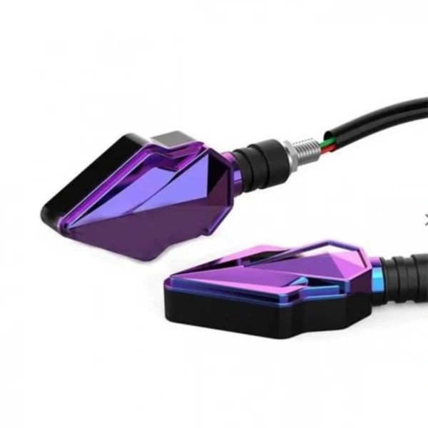 Σετ 2τμχ Φλας LED Μοτοσυκλέτας 12V 10mm με Διπλό Φωτισμό Μωβ – Κόκκινο, Πορτοκαλί