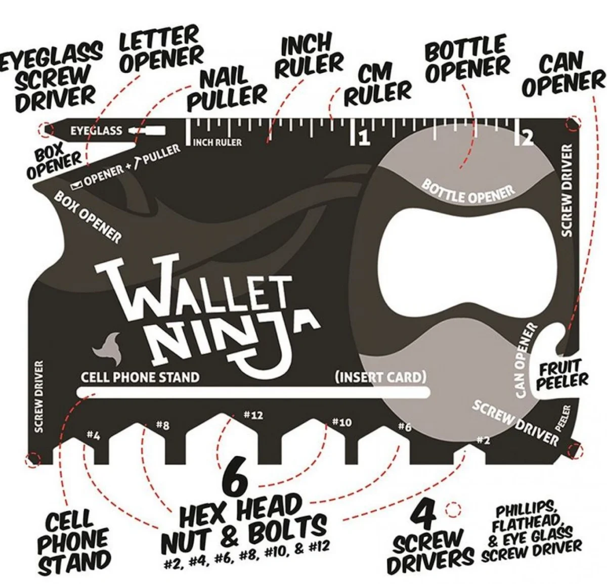 Πολυεργαλείο Πορτοφολιού Ninja 18 σε 1 σε Μέγεθος Πιστωτικής Κάρτας - Ninja Wallet Card Sized Multitool