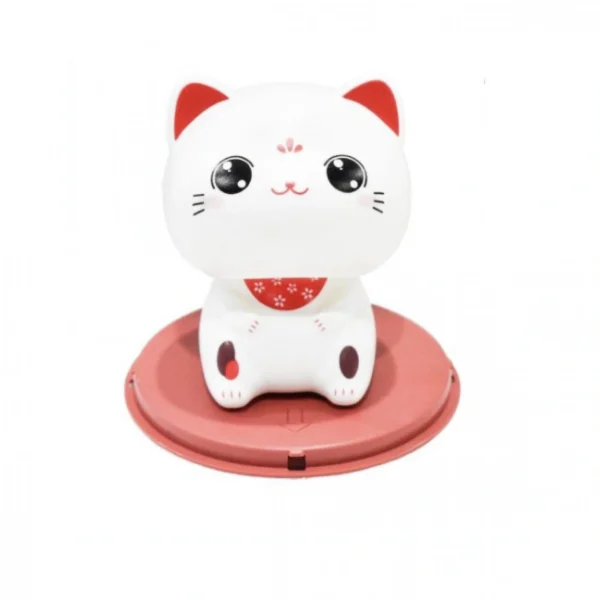 Διακοσμητική Τυχερή Λευκή Γάτα Καλωσορίσματος που Λειτουργεί με τον Ηλιο Χωρίς Μπαταρίες - Feng Shui Welcome Cat Solar 9cm