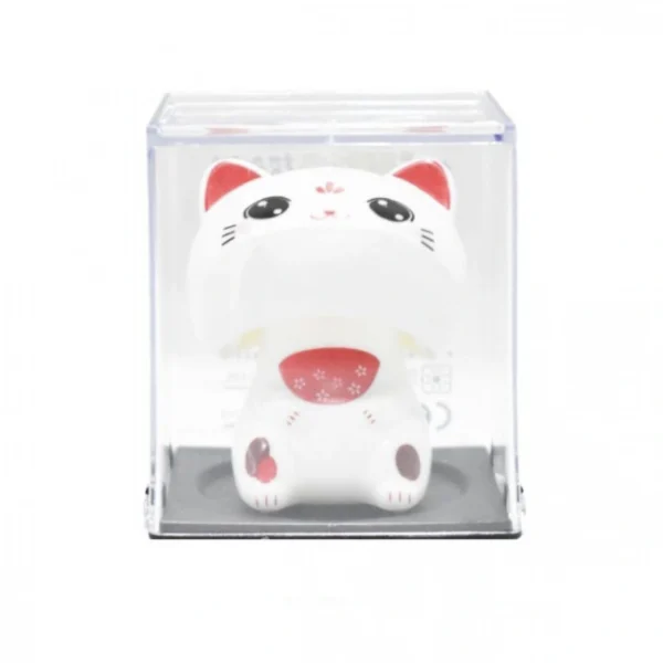 Διακοσμητική Τυχερή Λευκή Γάτα Καλωσορίσματος Ηλιακή - Feng Shui Welcome Cat 6,5cm Solar