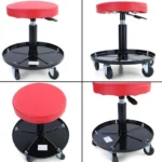 Σκαμπό Πτυσσόμενο με Αποθηκευτικό Χώρο 38x38x38cm απο Faux Δέρμα, Γκρί