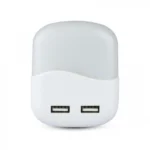 LED Φωτάκι Νυκτός Πρίζας με Αισθητήρα & 2 Θύρες USB Θερμό Λευκό 3000K