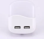 LED Φωτάκι Νυκτός Πρίζας με Αισθητήρα & 2 Θύρες USB Θερμό Λευκό 3000K