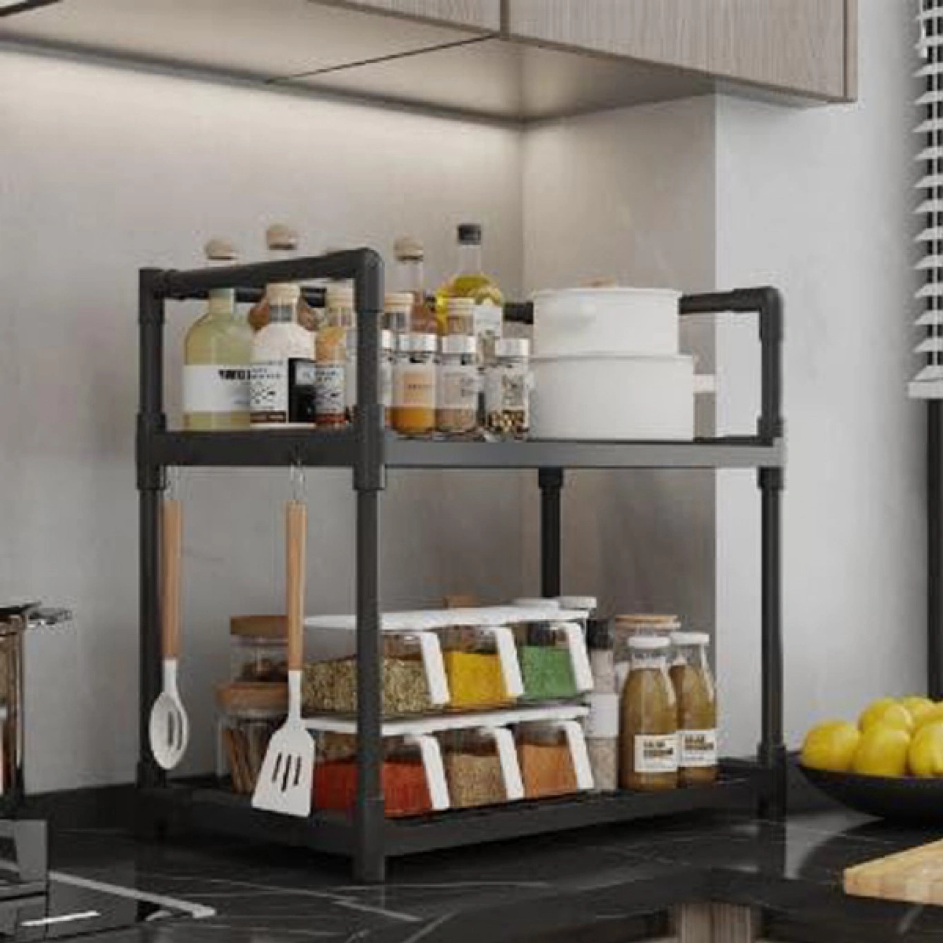 Ραφιέρα Αποθήκευσης 2 Επιπέδων για Κουζίνα - Φούρνο Μικροκυμάτων 49x48x26cm Ραφιέρα Αποθήκευσης 2 Επιπέδων για Κουζίνα - Φούρνο Μικροκυμάτων 49x48x26cm