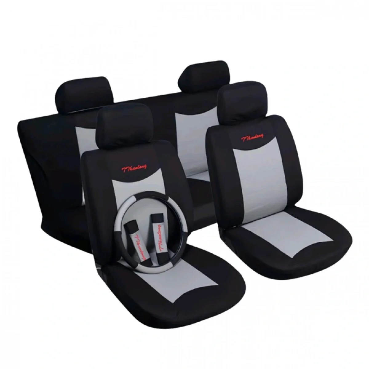 Πλήρες Σετ 10τμχ Universal Καλύμματα Καθισμάτων, Τιμονιού & Ζωνών Αυτοκινήτου – Πολυεστέρας