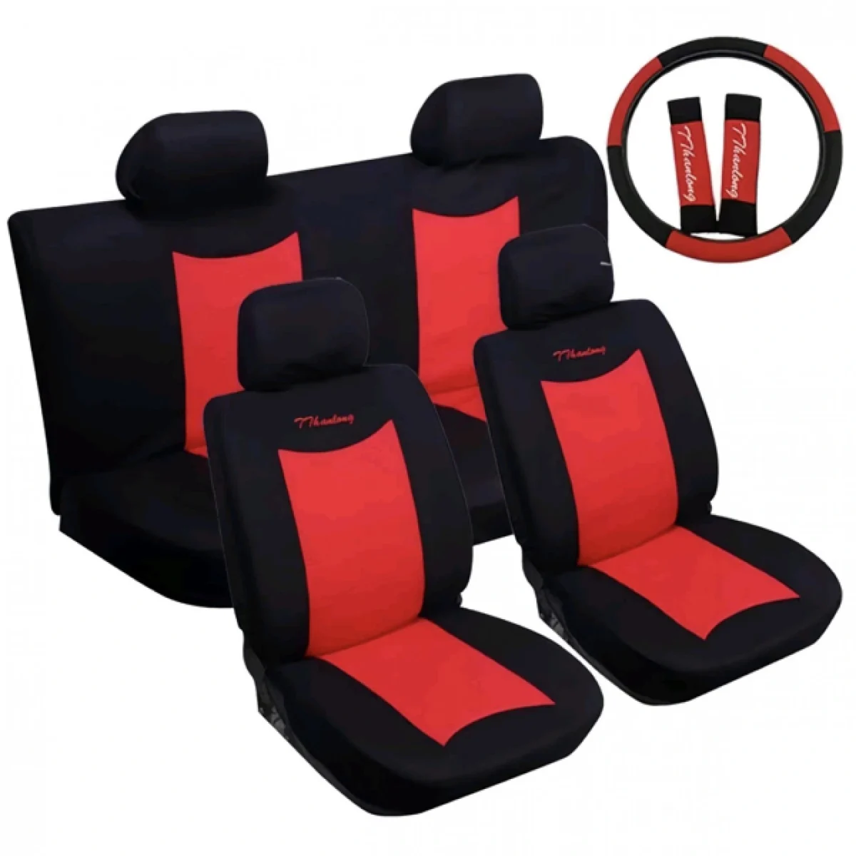 Πλήρες Σετ 10τμχ Universal Καλύμματα Καθισμάτων, Τιμονιού & Ζωνών Αυτοκινήτου – Πολυεστέρας