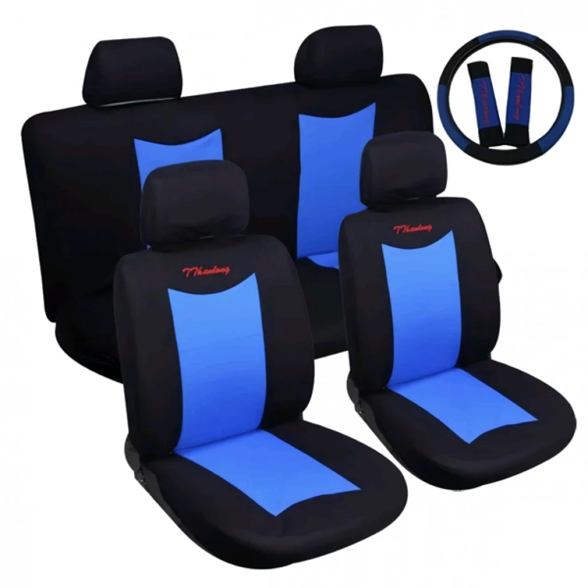 Πλήρες Σετ 10τμχ Universal Καλύμματα Καθισμάτων, Τιμονιού & Ζωνών Αυτοκινήτου – Πολυεστέρας