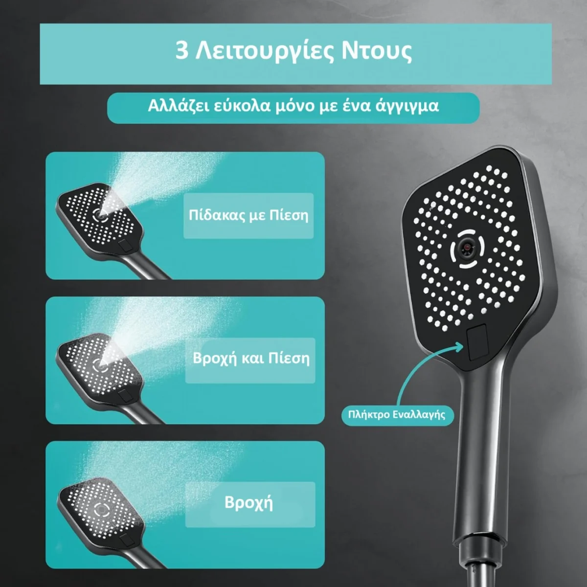 Στήλη Ντουζ με Ψηφιακή Ρύθμιση Θερμοκρασίας 80–110cm – Γκρι