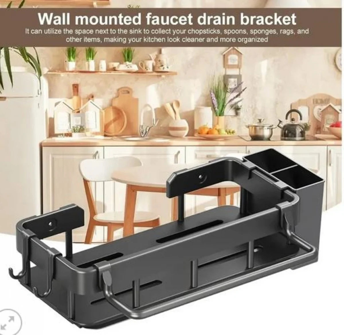 Ράφι Αποστράγγισης Νεροχύτη από Ανοξείδωτο Ατσάλι – Μαύρο