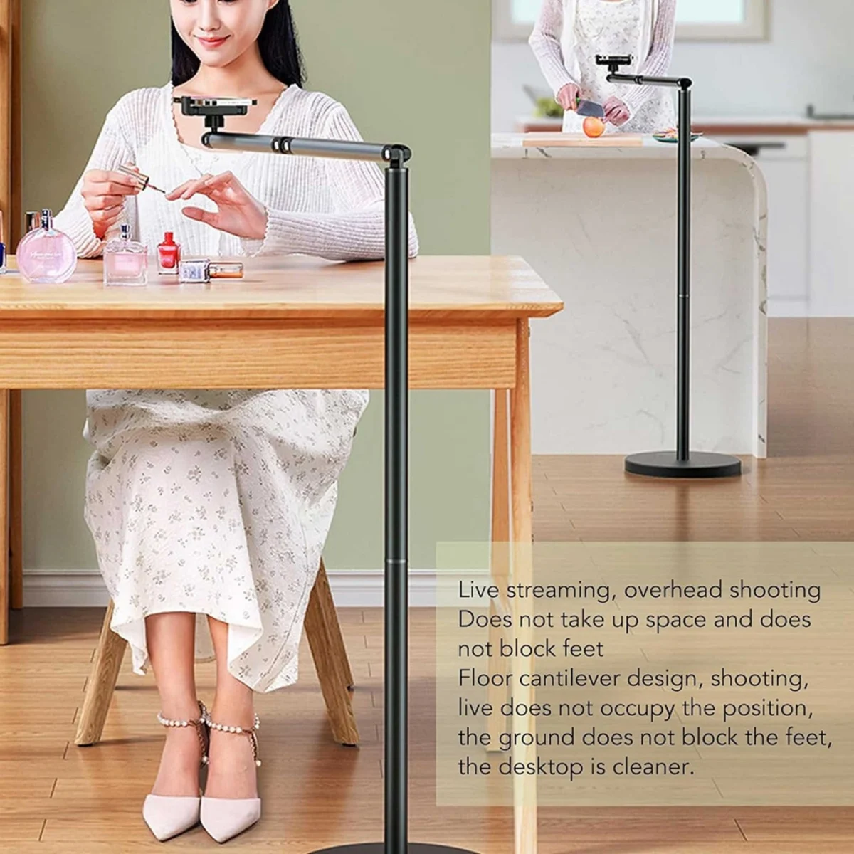 Μεταλλική Επιδαπέδια Βάση Κινητού Handsfree L-01 με Προσαρμοζόμενο Βραχίονα 1.5m