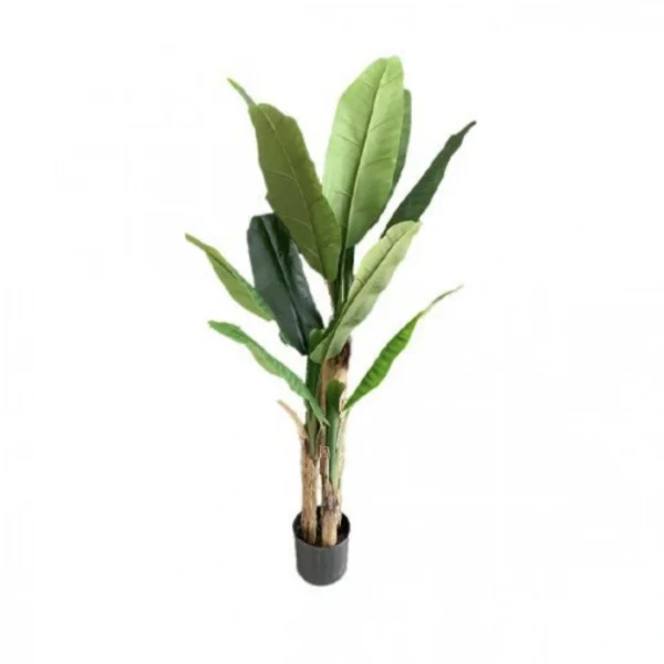 140cm Τεχνητό Διακοσμητικό Φυτό Μπανανιά με 3 Κορμούς σε Γλάστρα - 25971