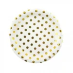 18cm Σετ 6τεμ Χάρτινα Πιάτα για Πάρτι με Χρυσά Πουά – Gold Poua