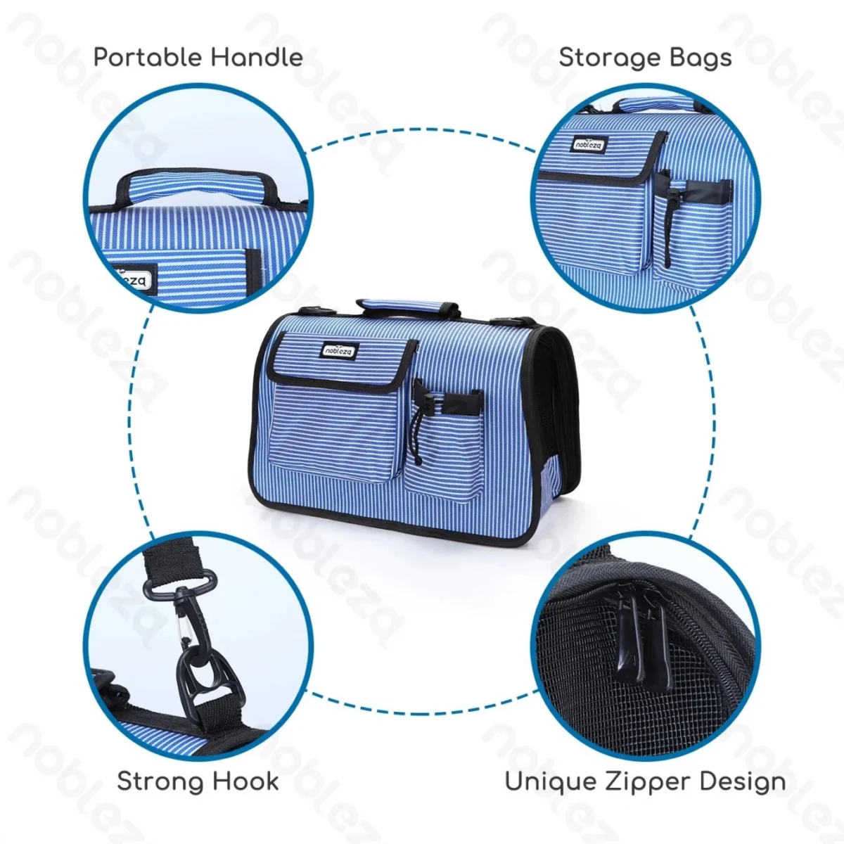 Ανθεκτική Τσάντα Μεταφοράς Κατοικίδιων με Αερισμό – 53.5x27x23cm Γαλάζιο