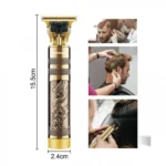 Arrango Επαγγελματική Επαναφορτιζόμενη Κουρευτική Μηχανή Ρυθμιζόμενου Μήκους Κοπής - Χρυσή με Ανάγλυφο Δράκο