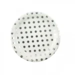 23cm Σετ 6τεμ Χάρτινα Πιάτα για Πάρτι με Ασημενιο Πουά – Silver Poua