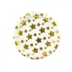 23cm Σετ 6τεμ Χάρτινα Πιάτα για Πάρτι με Χρυσά Αστέρια – Gold Stars