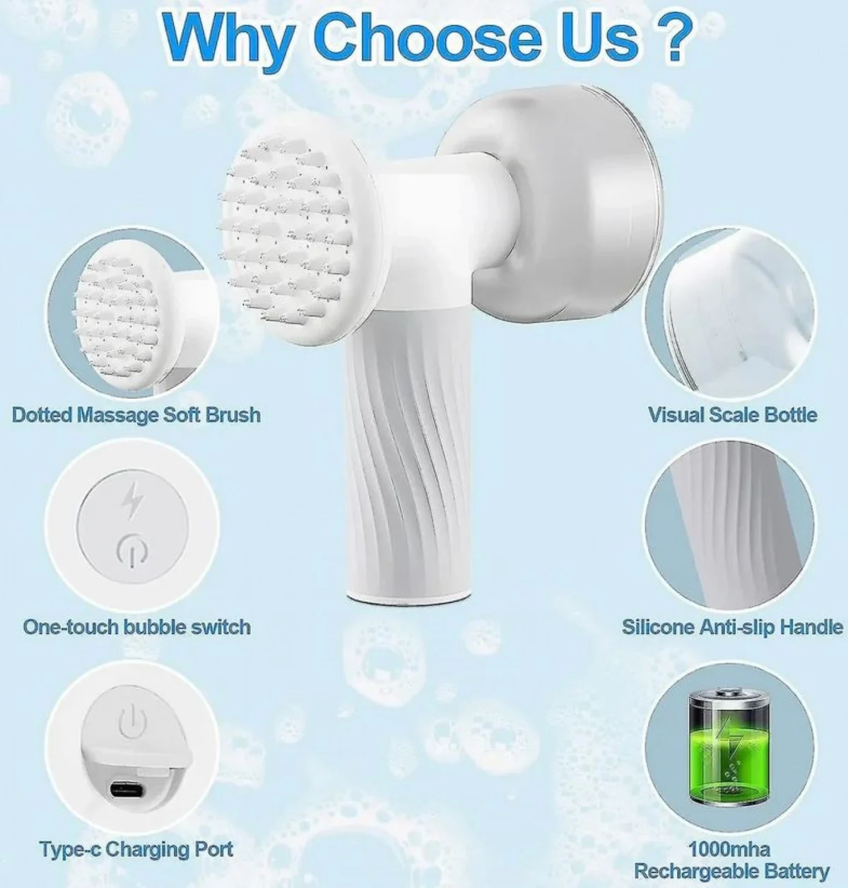 Επαναφορτιζόμενη Βούρτσα Μπάνιου για Κατοικίδια με Δοσομετρητή Σαπουνιού