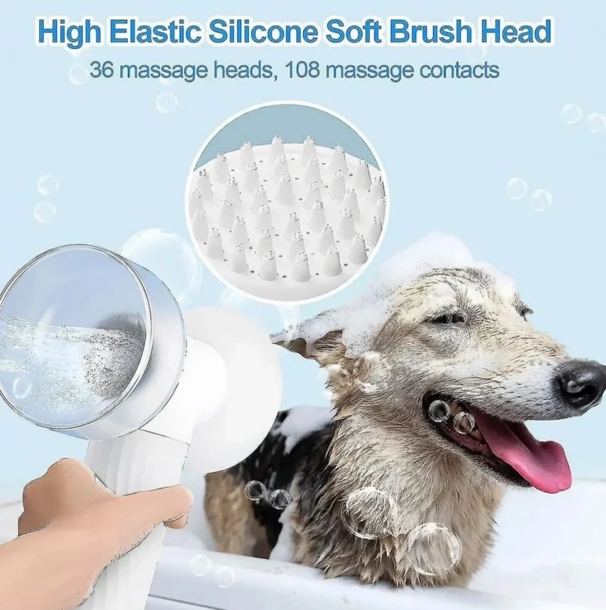 Επαναφορτιζόμενη Βούρτσα Μπάνιου για Κατοικίδια με Δοσομετρητή Σαπουνιού